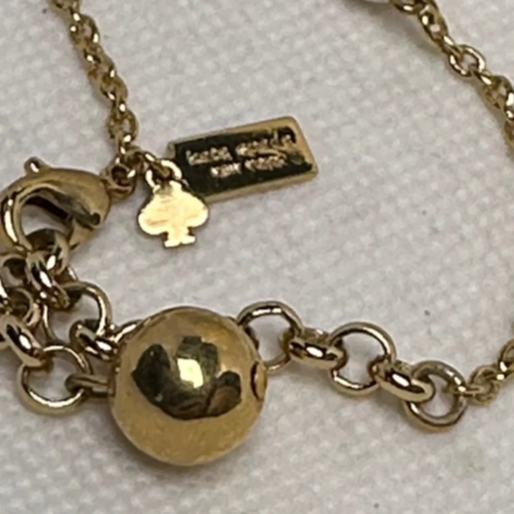 Kate Spade Gold Necklace with Pearls and Crystals - 32” Long / 2” Extender EUC